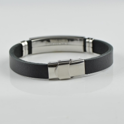 Multicolor mix Amber bracelet with leather